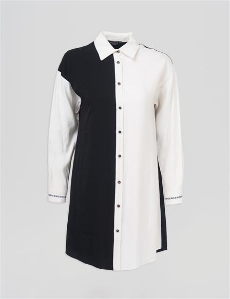 Slogan Cuffed Tunic Black