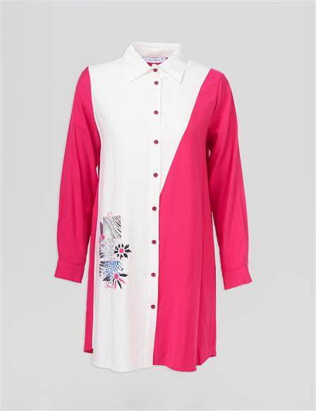 Print Detailed Basic Tunic Fuchsia