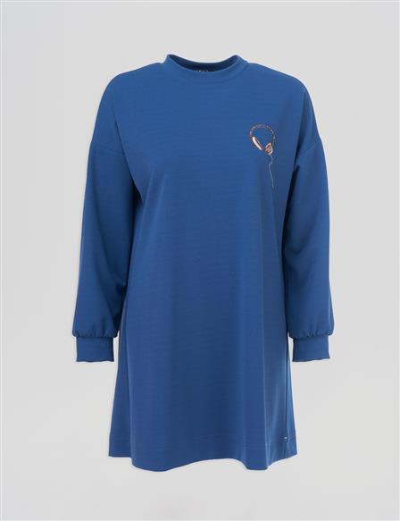 Kulaklık Logolu Sweatshirt İndigo