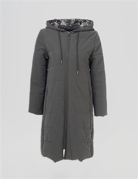 Drawstring Detail Anorak Coat Anthracite