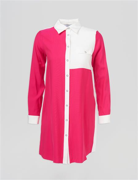 Flap Pocket Tunic Ecru-Fuchsia