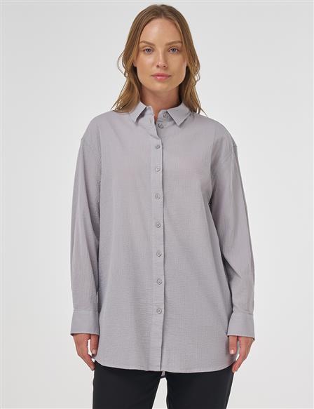Relax Fit Pamuklu Tunik Açık Gri 