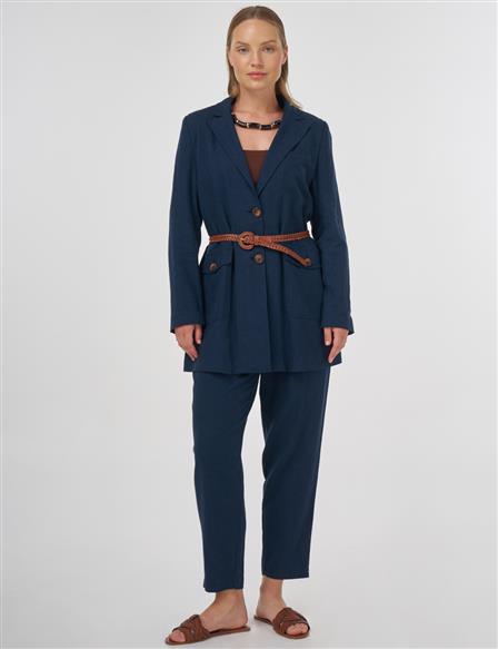 Pocket-Detail Two-Piece Set in Dark Navy