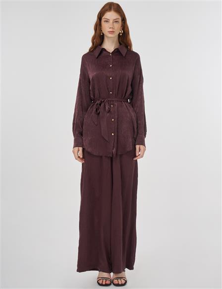 Textured Two-Piece Set in Dark Burgundy