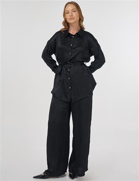 Textured Two-Piece Set in Black 