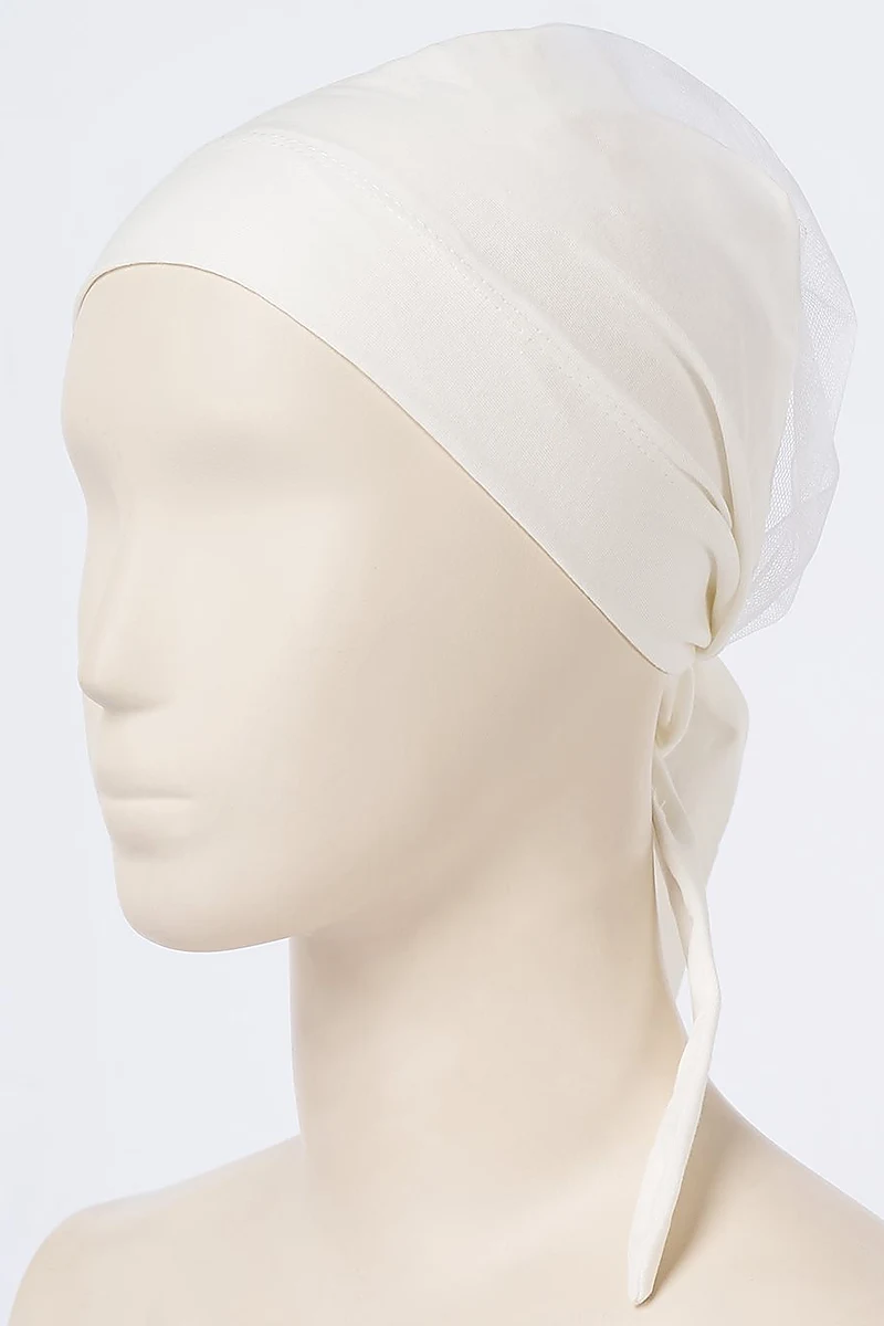 Tulle Detailed Bonnet in Ecru