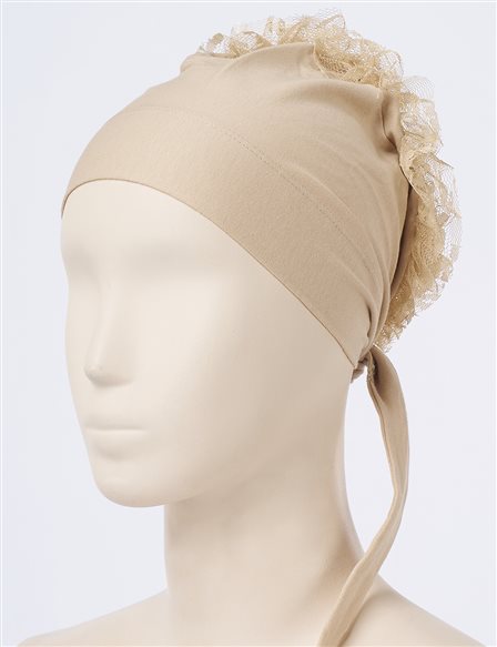 Lace Bun Bonnet Beige