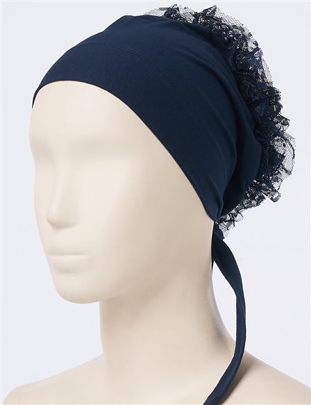 Lace Bun Bonnet Navy 