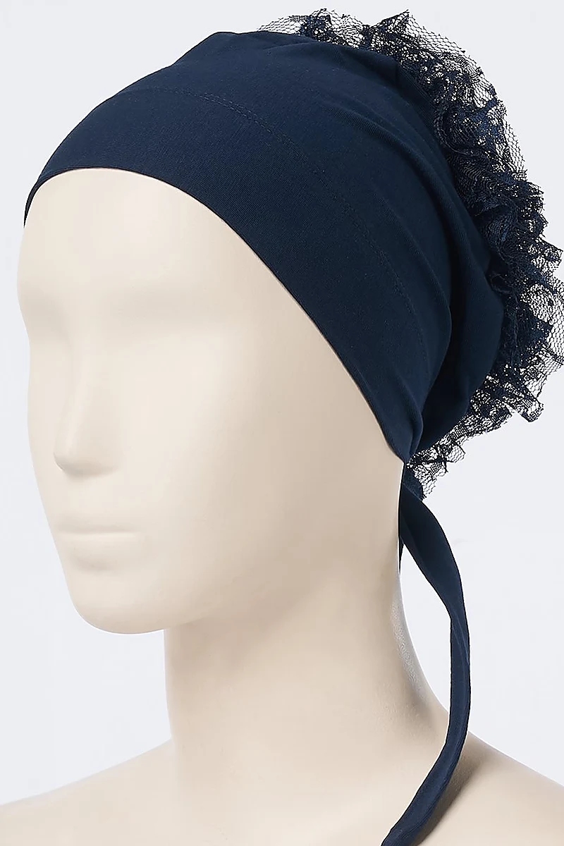 Lace Bun Bonnet Navy 
