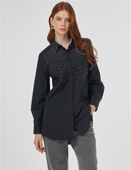 Hotfix Printed Cotton Tunic Black 