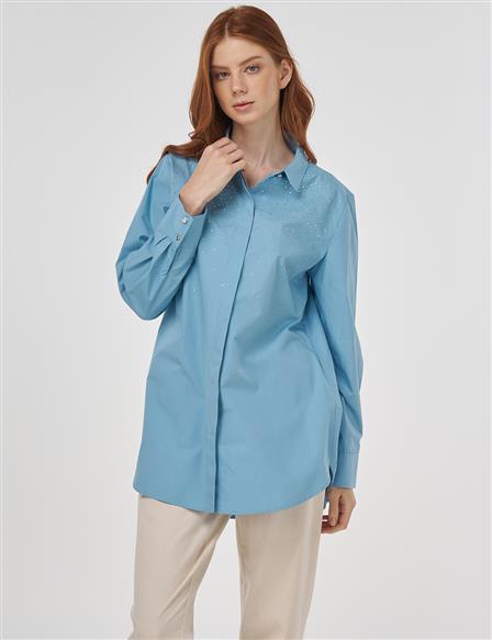 Hotfix Printed Cotton Tunic Dusty Smoke