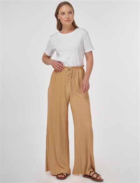 Drawstring Relaxed Fit Pants Beige