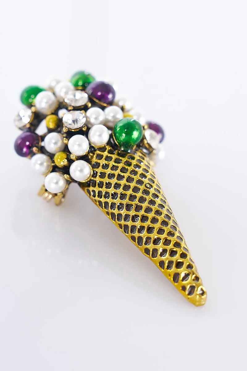 Antique Gold Ice Cream-Shaped Brooch