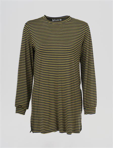 Çizgi Desen Viskon Sweatshirt Lacivert 