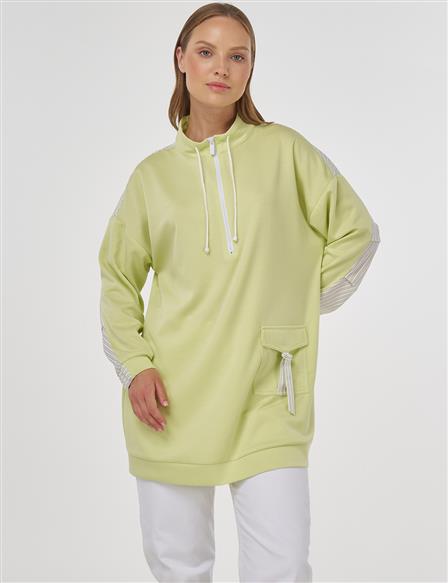 Fabric-Trimmed Scuba Sweatshirt in Lime