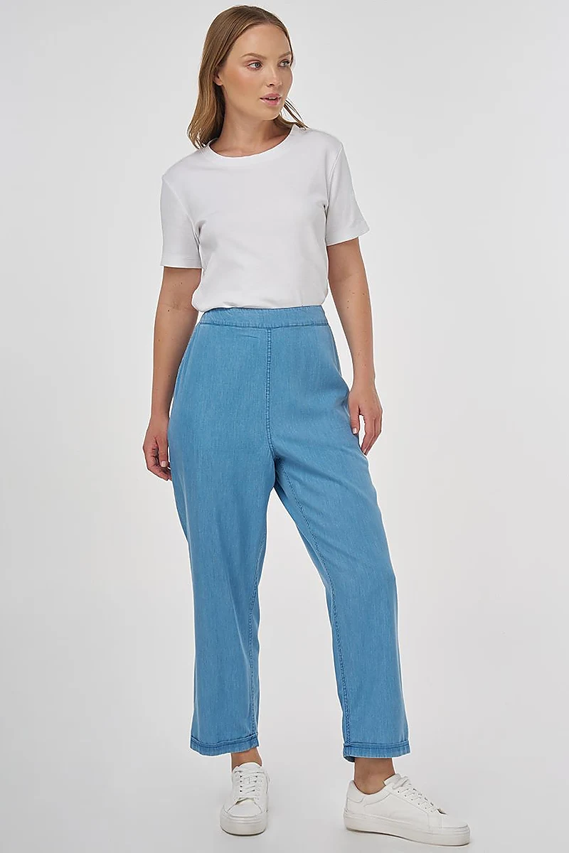 Tapered Lyocell Pants Ice Blue