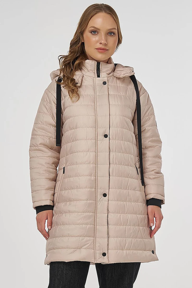 High Collar Hooded Anorak Coat Cream