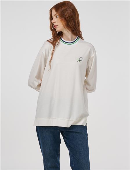 Crew Neck Jersey Sweatshirt Optic White