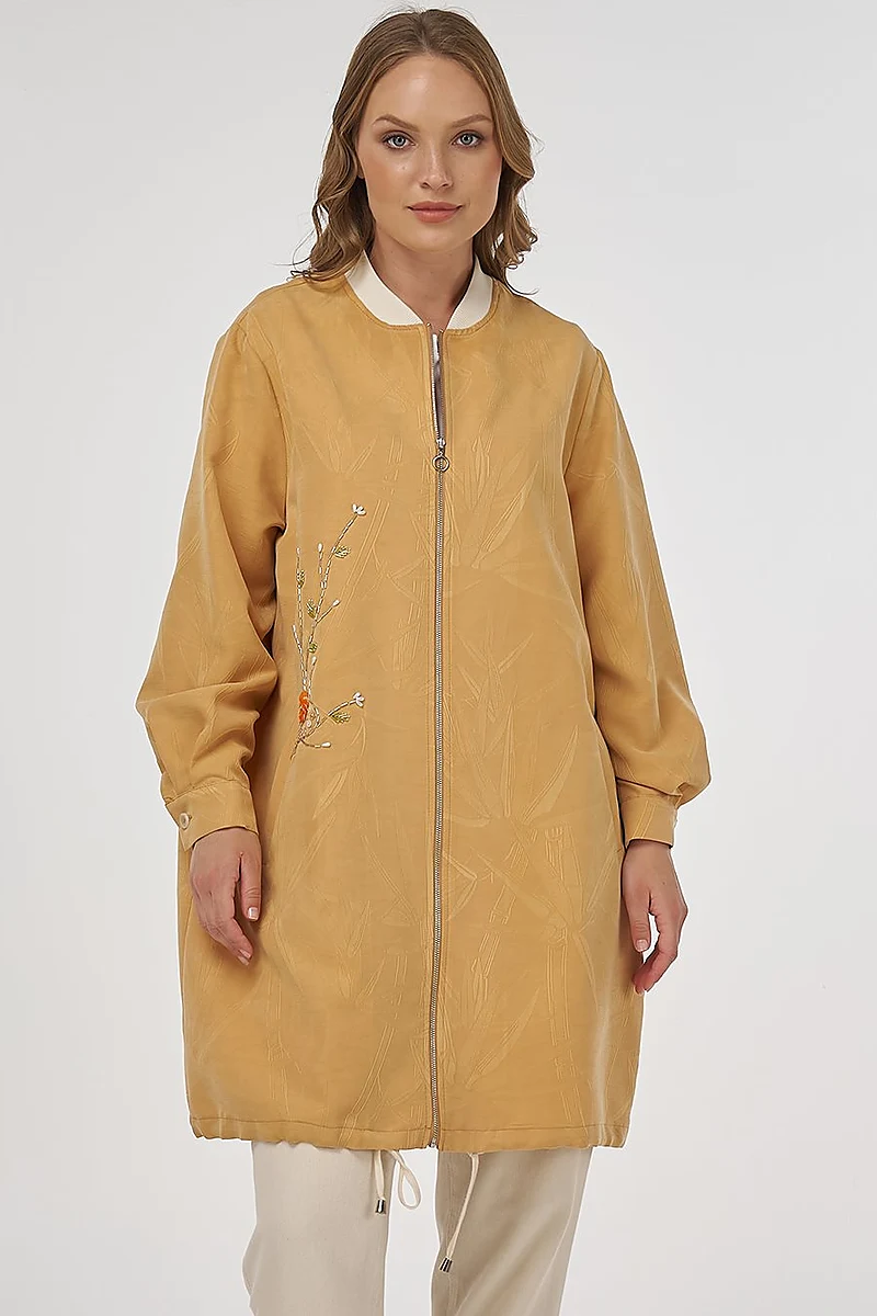 Embroidered Modal Jacket in Saffron