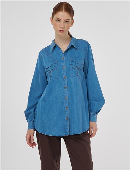 Punto Stitch Lyocell Tunic Blue