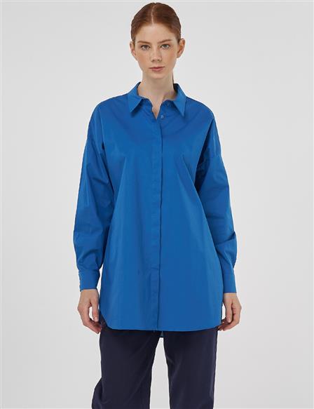 Relaxed Fit Cotton Tunic Blue
