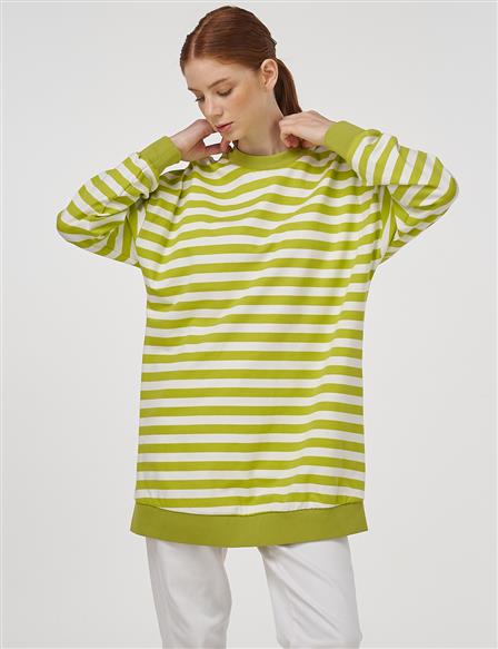 Crew Neck Cotton Sweatshirt Pistachio Green