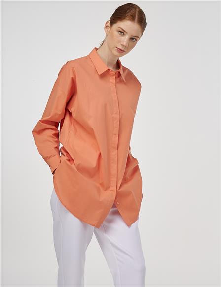 Relaxed Fit Cotton Tunic Peach 