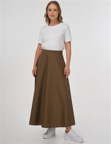 High-Waisted Flared Skirt Khaki