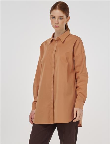 Relaxed Fit Cotton Tunic Camel
