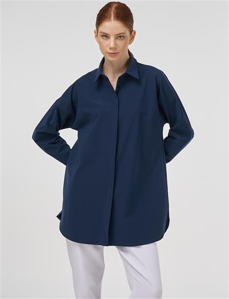 Relaxed Fit Cotton Tunic Dark Navy 
