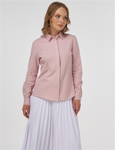 Shirt Collar Blouse Powder Pink 