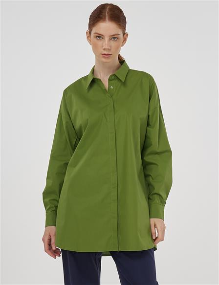 Relaxed Fit Cotton Tunic Green