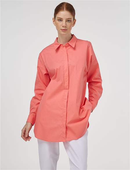 Relaxed Fit Cotton Tunic Shell Pink