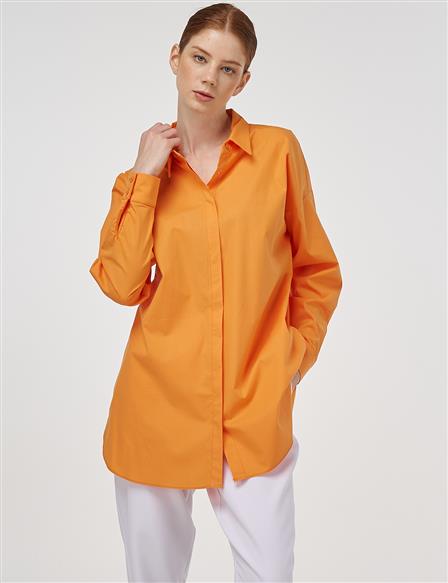Relaxed Fit Cotton Tunic Light Orange 