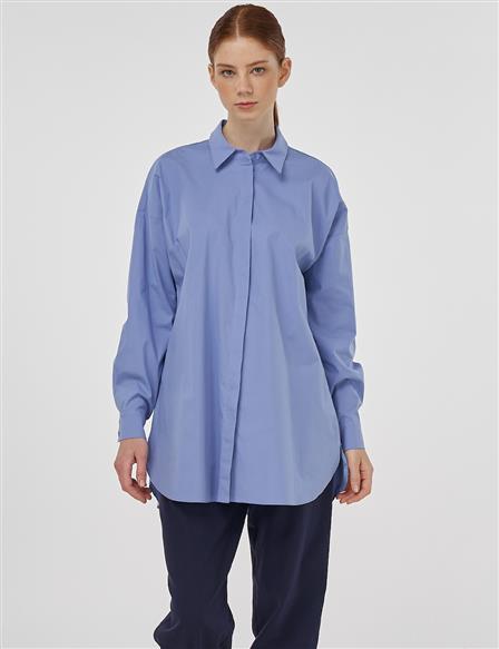 Relaxed Fit Cotton Tunic Air Force Blue 