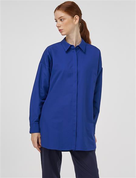 Relaxed Fit Cotton Tunic Indigo