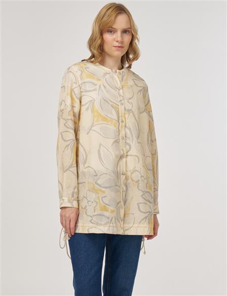 Abstract Pattern Cotton-Linen Tunic Cream