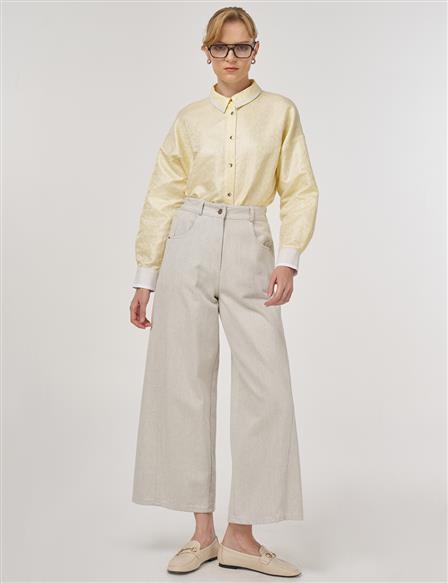 Cep Detaylı Marine Fit Denim Pantolon Gri