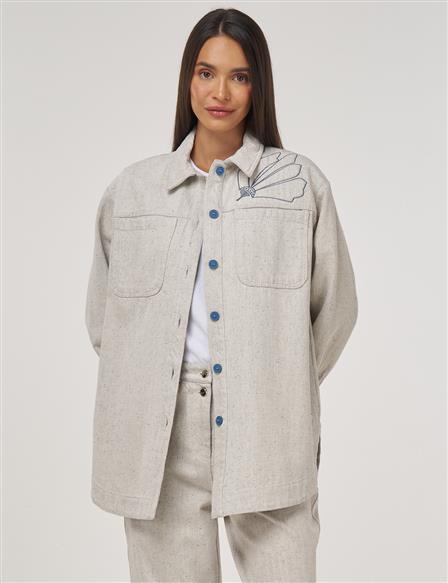 Double-Pocket Denim Jacket Gray