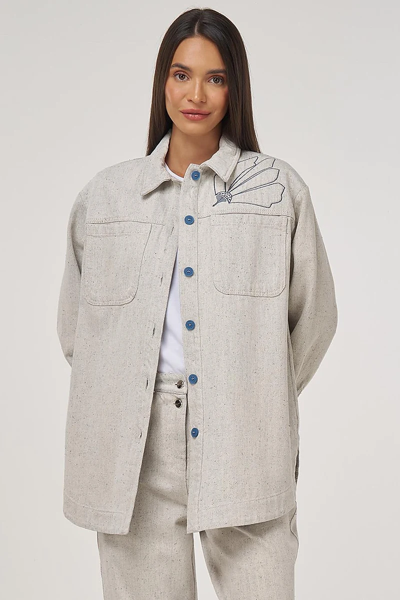 Double-Pocket Denim Jacket Gray