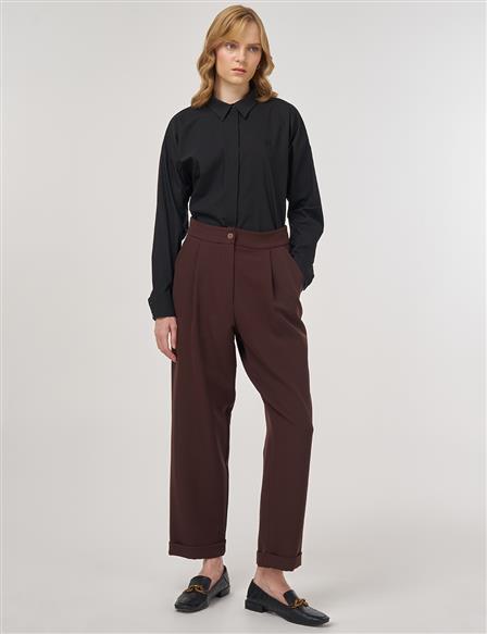 Cuffed Hem Pants Brown