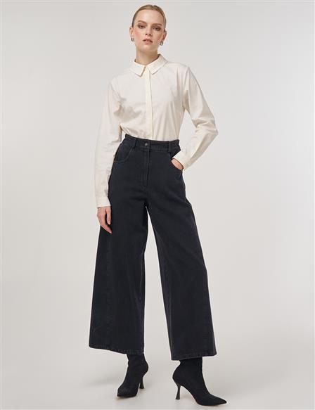 Cep Detaylı Marine Fit Denim Pantolon Füme