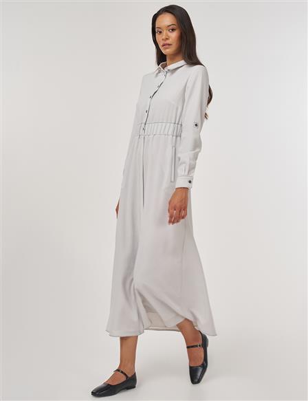 Topstitch Maxi Dress Light Gray