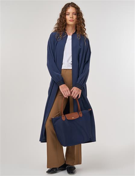 Long Zippered Throw-On in Navy