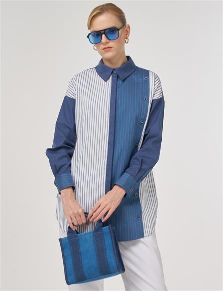 Button-Detail Cotton Tunic Indigo