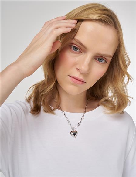 Heart Figure Chain Necklace Silver