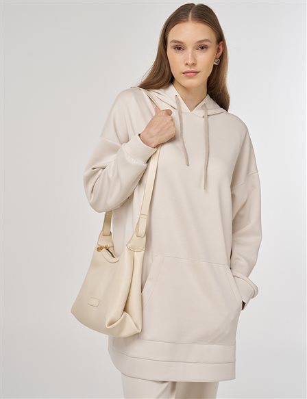 Hood Detail Two-Piece Suit in Stone