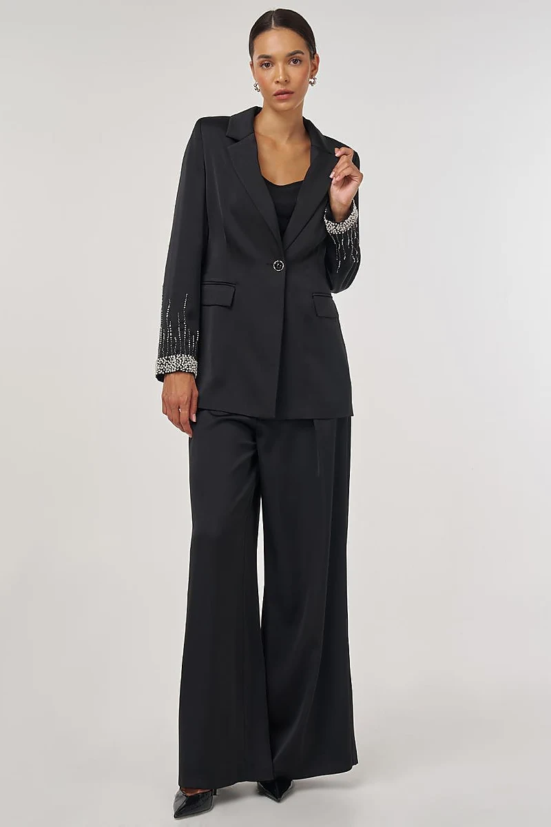 İşlemeli Blazer Ceket Siyah 