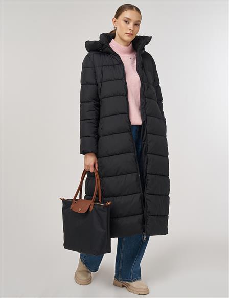 Zipper-Detail Anorak Jacket Black