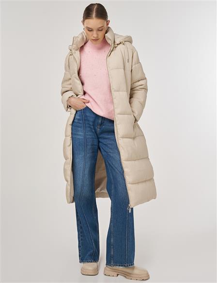 Zipper-Closure Anorak Jacket Cream